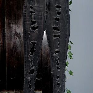 SHEIN Black Distressed Women Jeans
